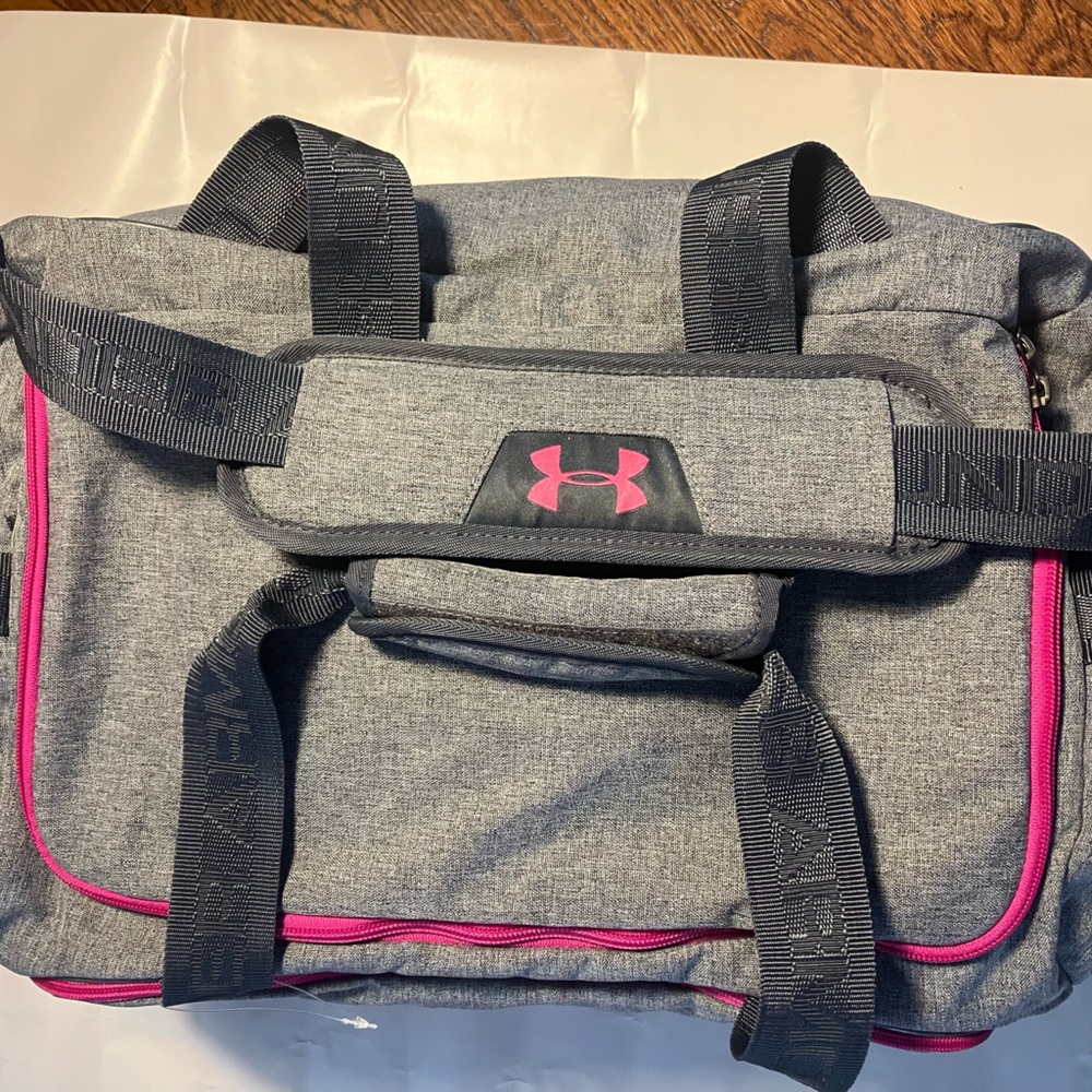 Under Armour Gray Duffel with Pink Accents